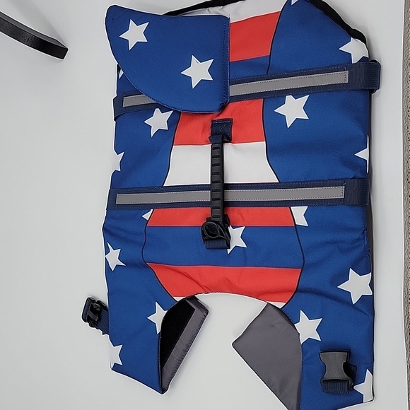 Patriotic Dog Life Jacket with Shark Fin New - Picture 10 of 14